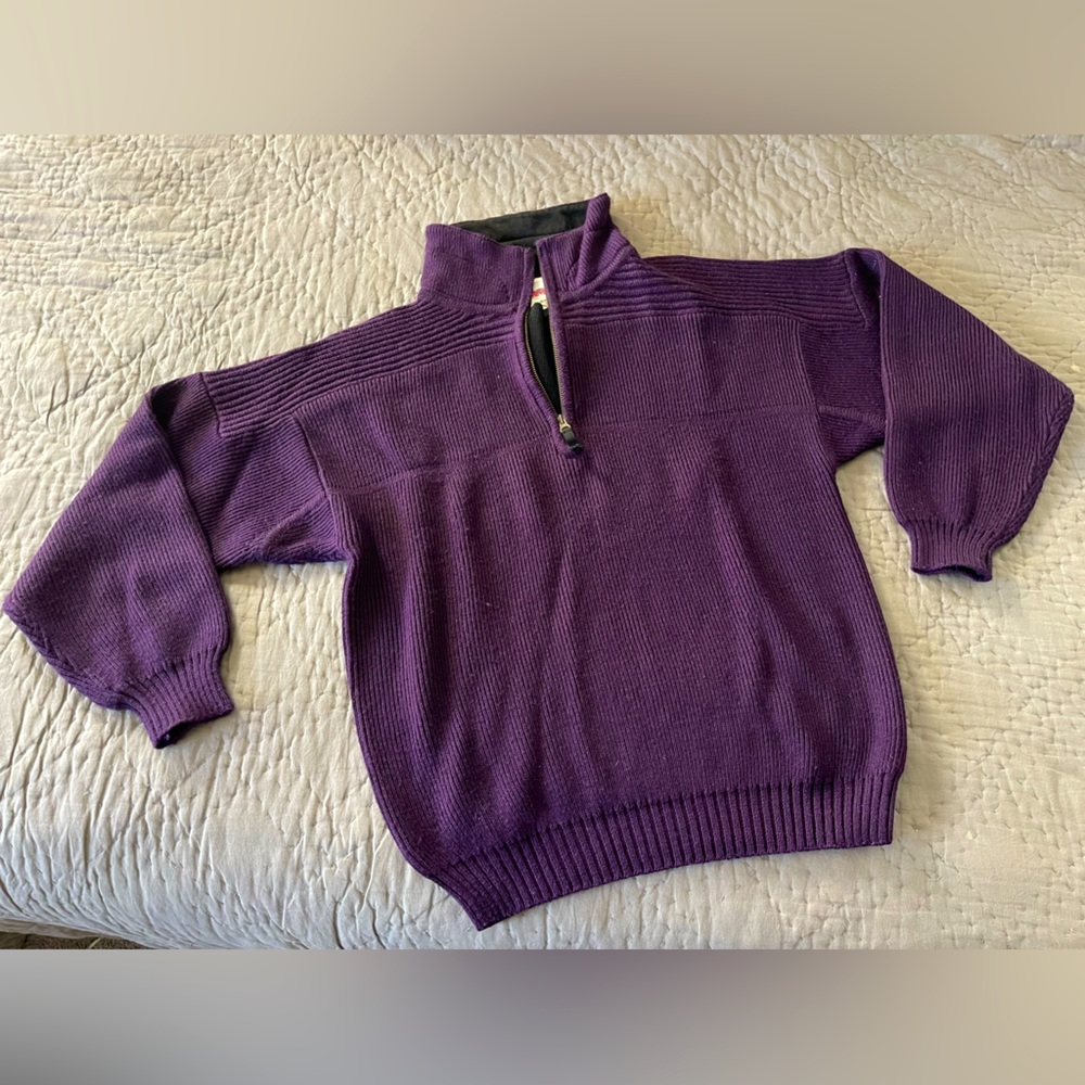 Obermeyer men’s wool acrylic blend Bavaria deep purple 1/4 zip sweater warm